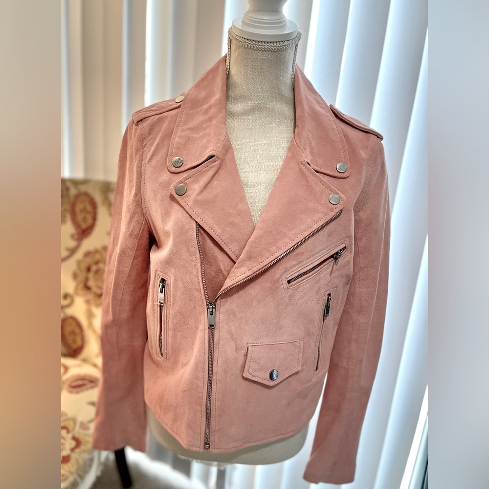 COPY - Zara woman pink suede moto jacket, size L